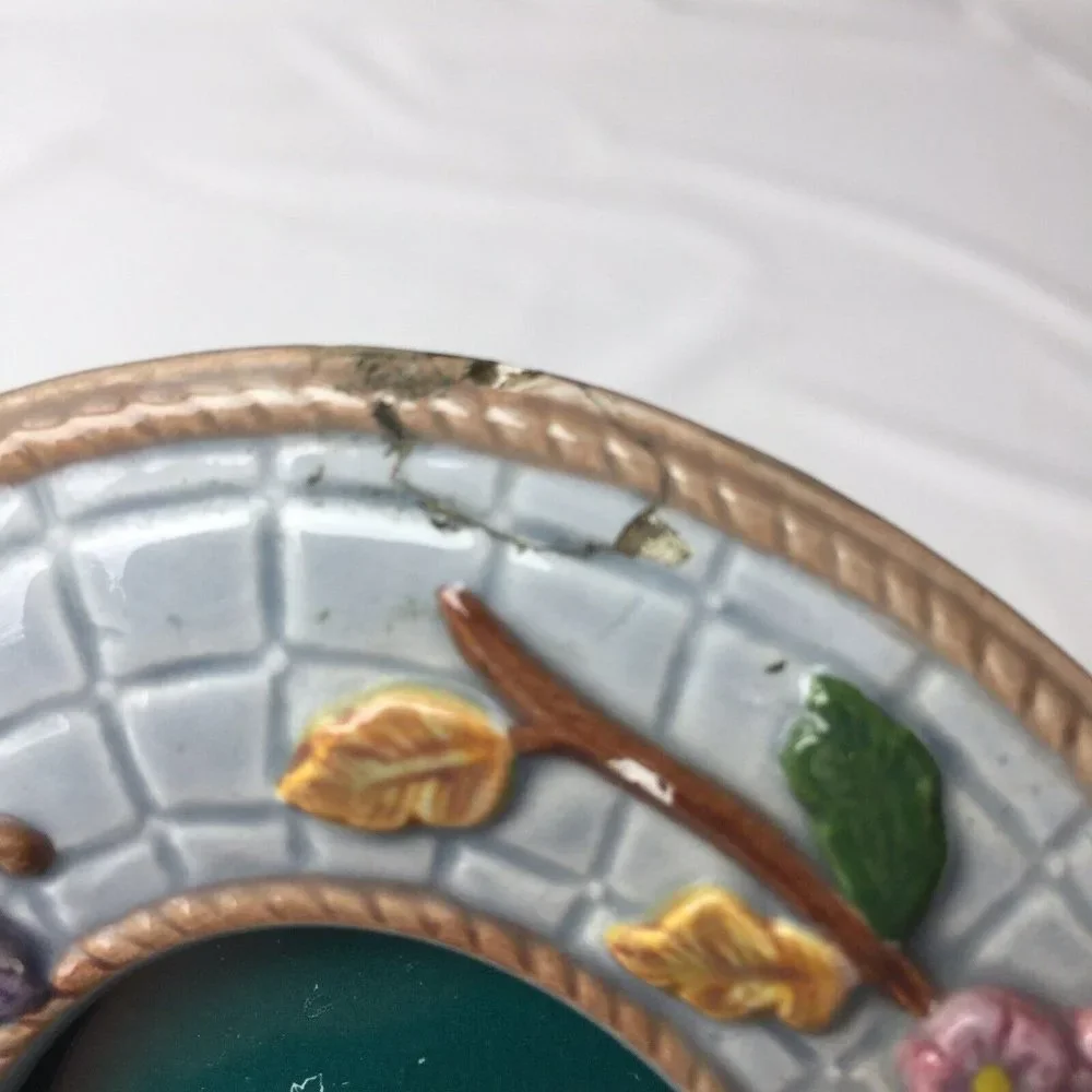 Terragrafics Victorian Majolica Style Oval Photo Picture Frame Hand Painted